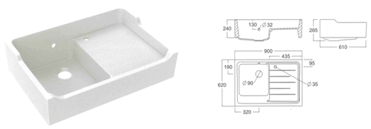 Evier Timbre d'Office Grand Siècle Blanc